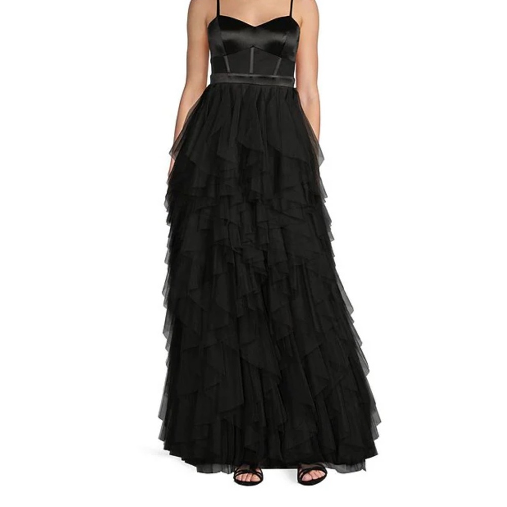 Spaghetti Strap Sweetheart Neck Corset Ruffled Dress